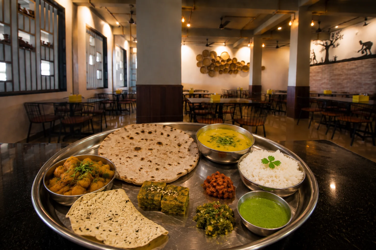 Gavraan Thali - Veg dish at The Farmer's Kitchen Shirwal